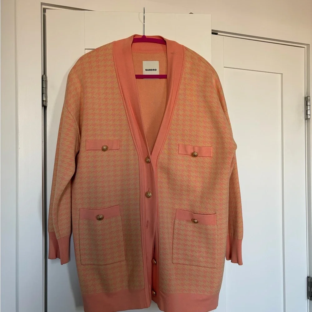 Sandro Women's Pink and Cream Cardigan - Picture 1 of 8